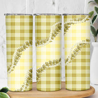 Yellow Hawaii Palaka Skinny Tumbler Hawaiian Pikake Lei