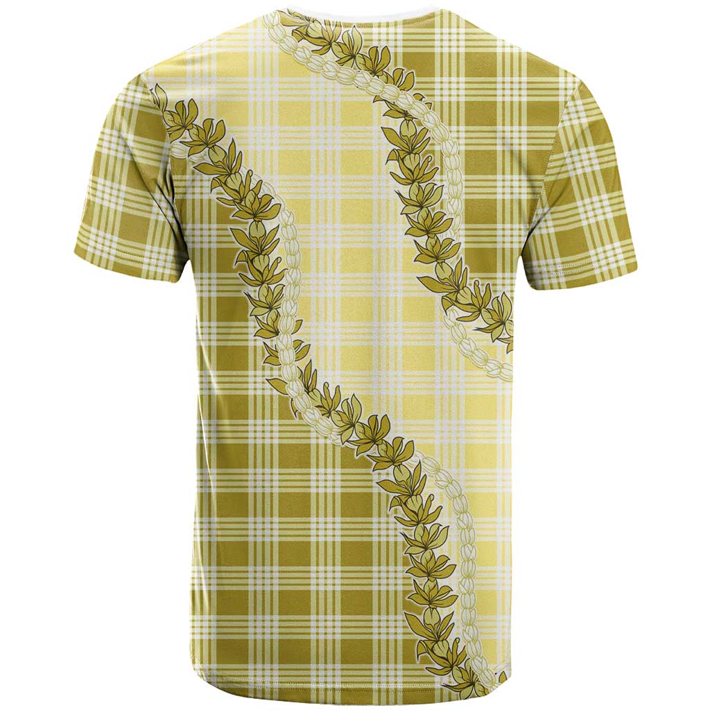 Yellow Hawaii Palaka T Shirt Hawaiian Pikake Lei