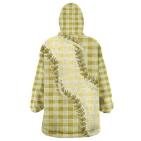 Yellow Hawaii Palaka Wearable Blanket Hoodie Hawaiian Pikake Lei