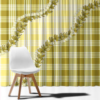 Yellow Hawaii Palaka Window Curtain Hawaiian Pikake Lei