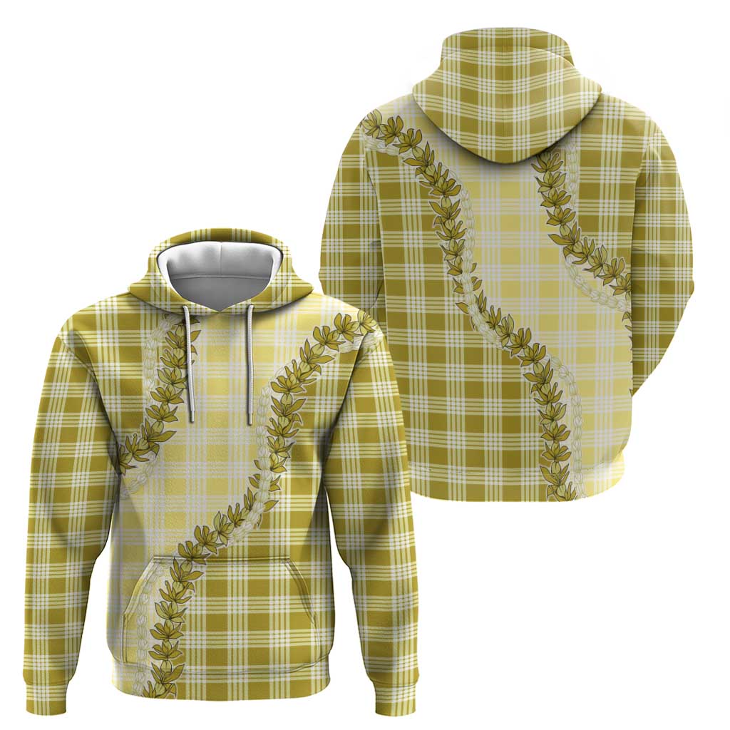 Yellow Hawaii Palaka Zip Hoodie Hawaiian Pikake Lei