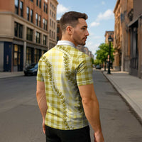 Yellow Hawaii Palaka Zipper Polo Shirt Hawaiian Pikake Lei