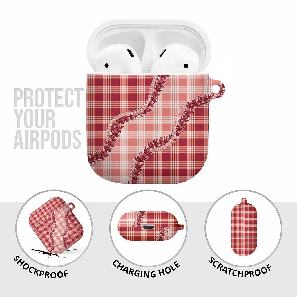 Red Hawaii Palaka AirPods Case Hawaiian Pikake Lei