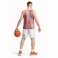 Red Hawaii Palaka Basketball Jersey Hawaiian Pikake Lei