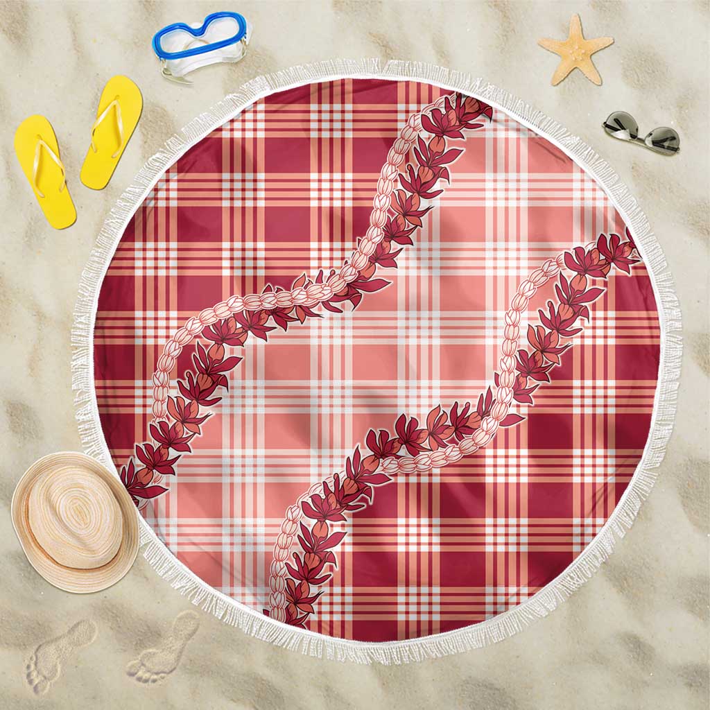 Red Hawaii Palaka Beach Blanket Hawaiian Pikake Lei