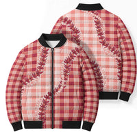 Red Hawaii Palaka Bomber Puffer Jacket Hawaiian Pikake Lei