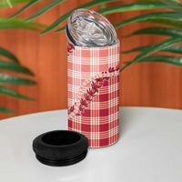 Red Hawaii Palaka 4 in 1 Can Cooler Tumbler Hawaiian Pikake Lei