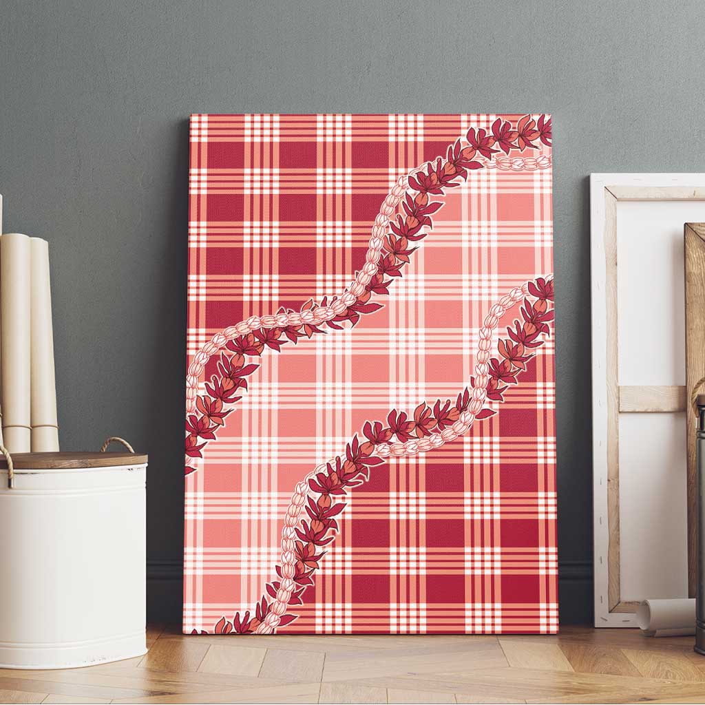 Red Hawaii Palaka Canvas Wall Art Hawaiian Pikake Lei