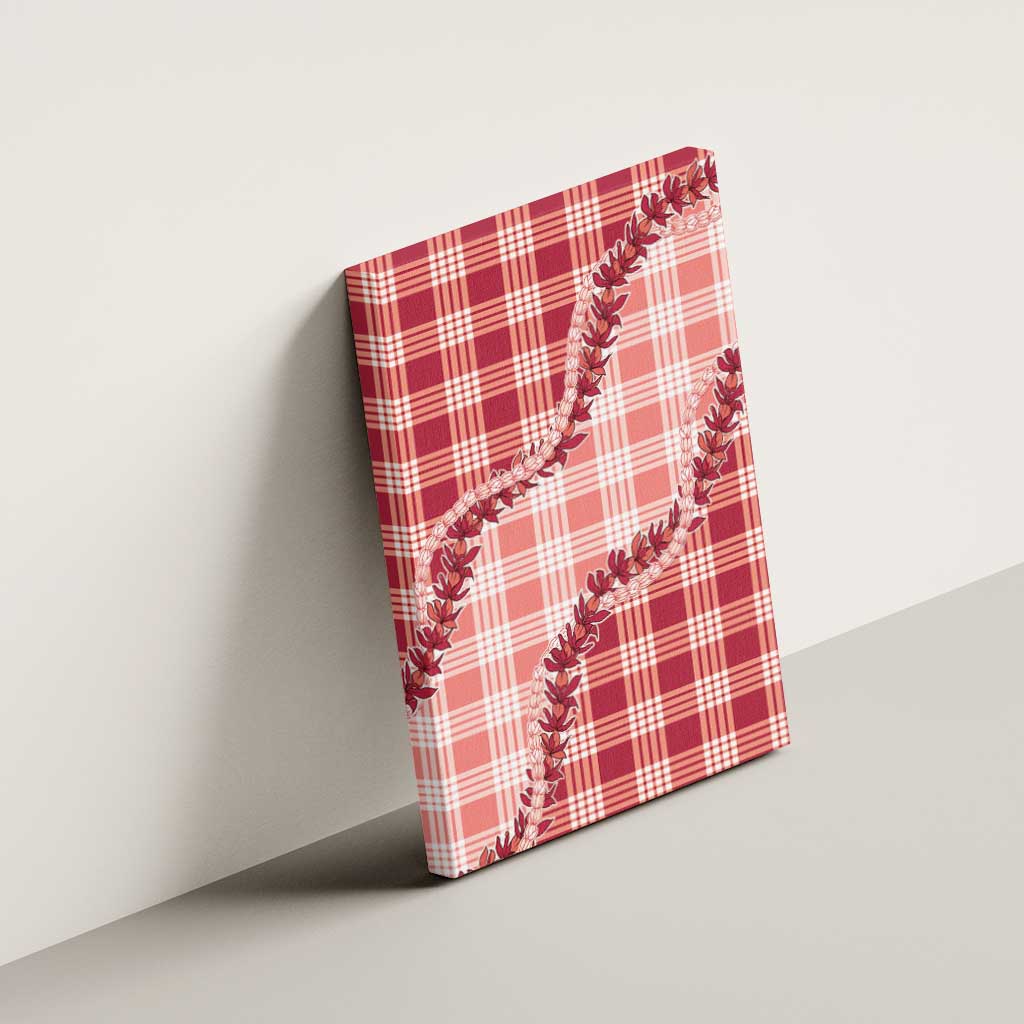 Red Hawaii Palaka Canvas Wall Art Hawaiian Pikake Lei