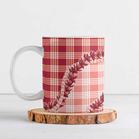 Red Hawaii Palaka Ceramic Mug Hawaiian Pikake Lei