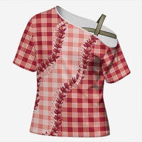 Red Hawaii Palaka Cross Shoulder Shirt Hawaiian Pikake Lei