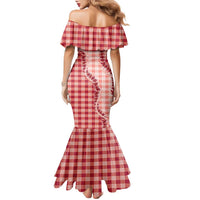 Red Hawaii Palaka Family Matching Mermaid Dress and Hawaiian Shirt Hawaiian Pikake Lei LT05 - Polynesian Pride