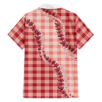 Red Hawaii Palaka Family Matching Off Shoulder Short Dress and Hawaiian Shirt Hawaiian Pikake Lei LT05 - Polynesian Pride