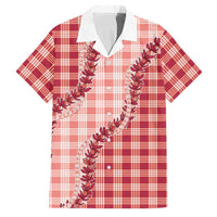 Red Hawaii Palaka Family Matching Short Sleeve Bodycon Dress and Hawaiian Shirt Hawaiian Pikake Lei LT05 Dad's Shirt - Short Sleeve Red - Polynesian Pride
