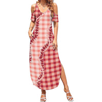 Red Hawaii Palaka Family Matching Summer Maxi Dress and Hawaiian Shirt Hawaiian Pikake Lei LT05 Mom's Dress Red - Polynesian Pride