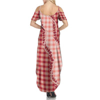 Red Hawaii Palaka Family Matching Summer Maxi Dress and Hawaiian Shirt Hawaiian Pikake Lei LT05 - Polynesian Pride