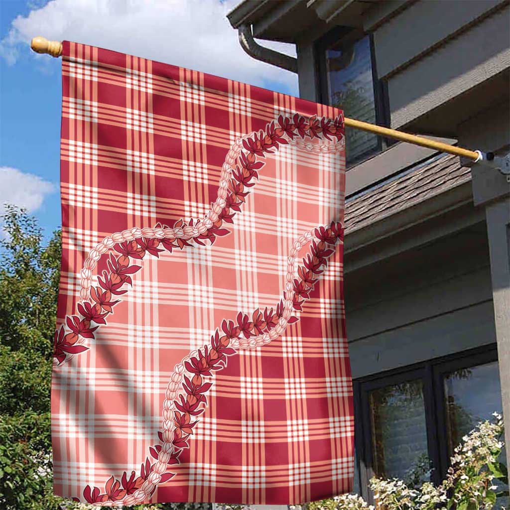 Red Hawaii Palaka Garden Flag Hawaiian Pikake Lei