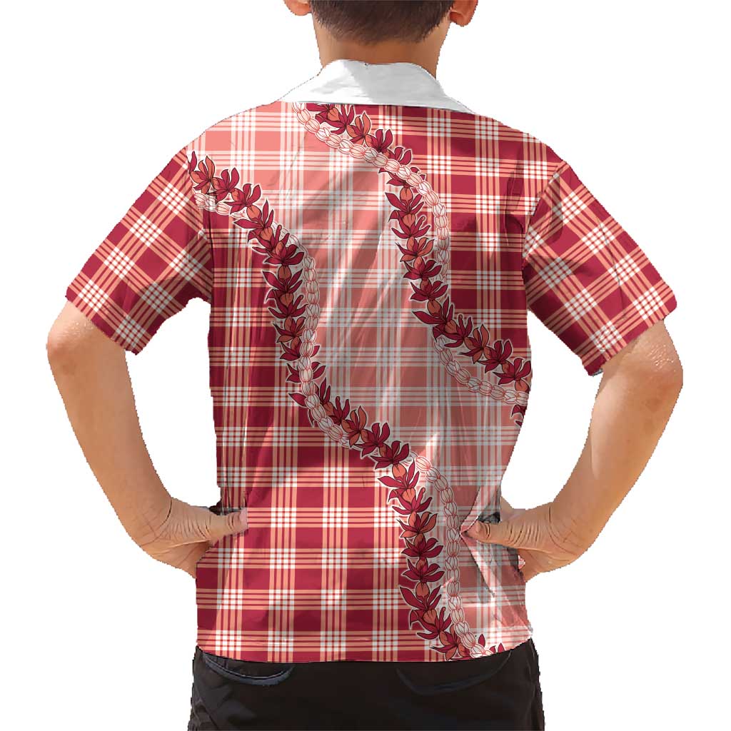 Red Hawaii Palaka Hawaiian Shirt Hawaiian Pikake Lei