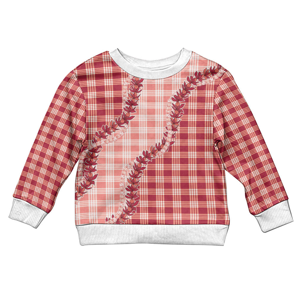 Red Hawaii Palaka Kid Ugly Christmas Sweater Hawaiian Pikake Lei LT05 Kid Red - Polynesian Pride