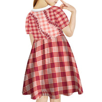 Red Hawaii Palaka Kid Short Sleeve Dress Hawaiian Pikake Lei