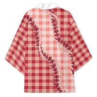 Red Hawaii Palaka Kimono Hawaiian Pikake Lei