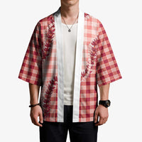 Red Hawaii Palaka Kimono Hawaiian Pikake Lei
