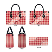 Red Hawaii Palaka Leather Bag Hawaiian Pikake Lei