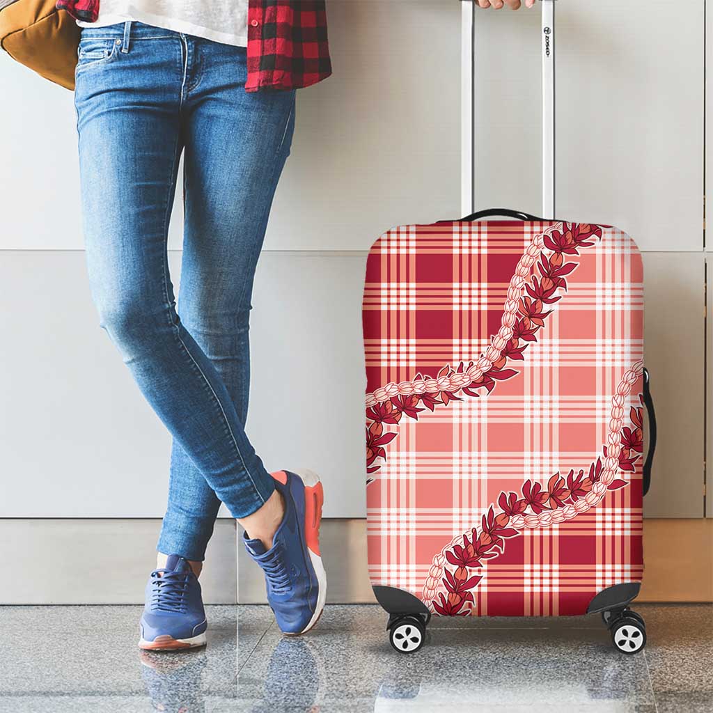 Red Hawaii Palaka Luggage Cover Hawaiian Pikake Lei
