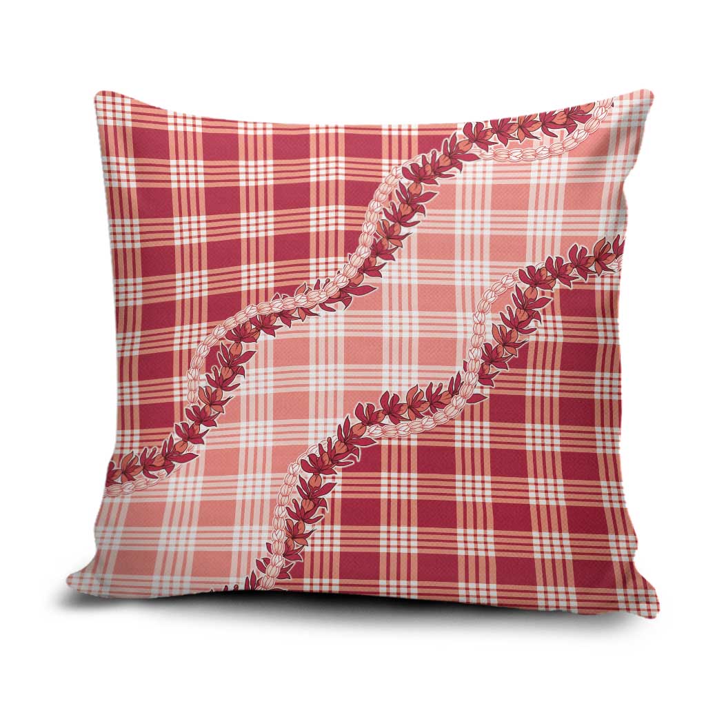 Red Hawaii Palaka Pillow Cover Hawaiian Pikake Lei