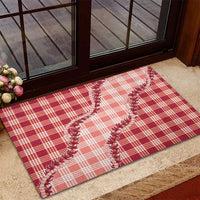 Red Hawaii Palaka Rubber Doormat Hawaiian Pikake Lei