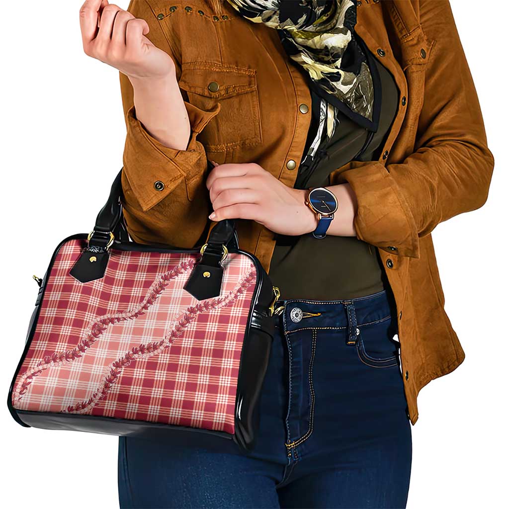 Red Hawaii Palaka Shoulder Handbag Hawaiian Pikake Lei