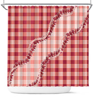 Red Hawaii Palaka Shower Curtain Hawaiian Pikake Lei