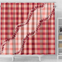 Red Hawaii Palaka Shower Curtain Hawaiian Pikake Lei