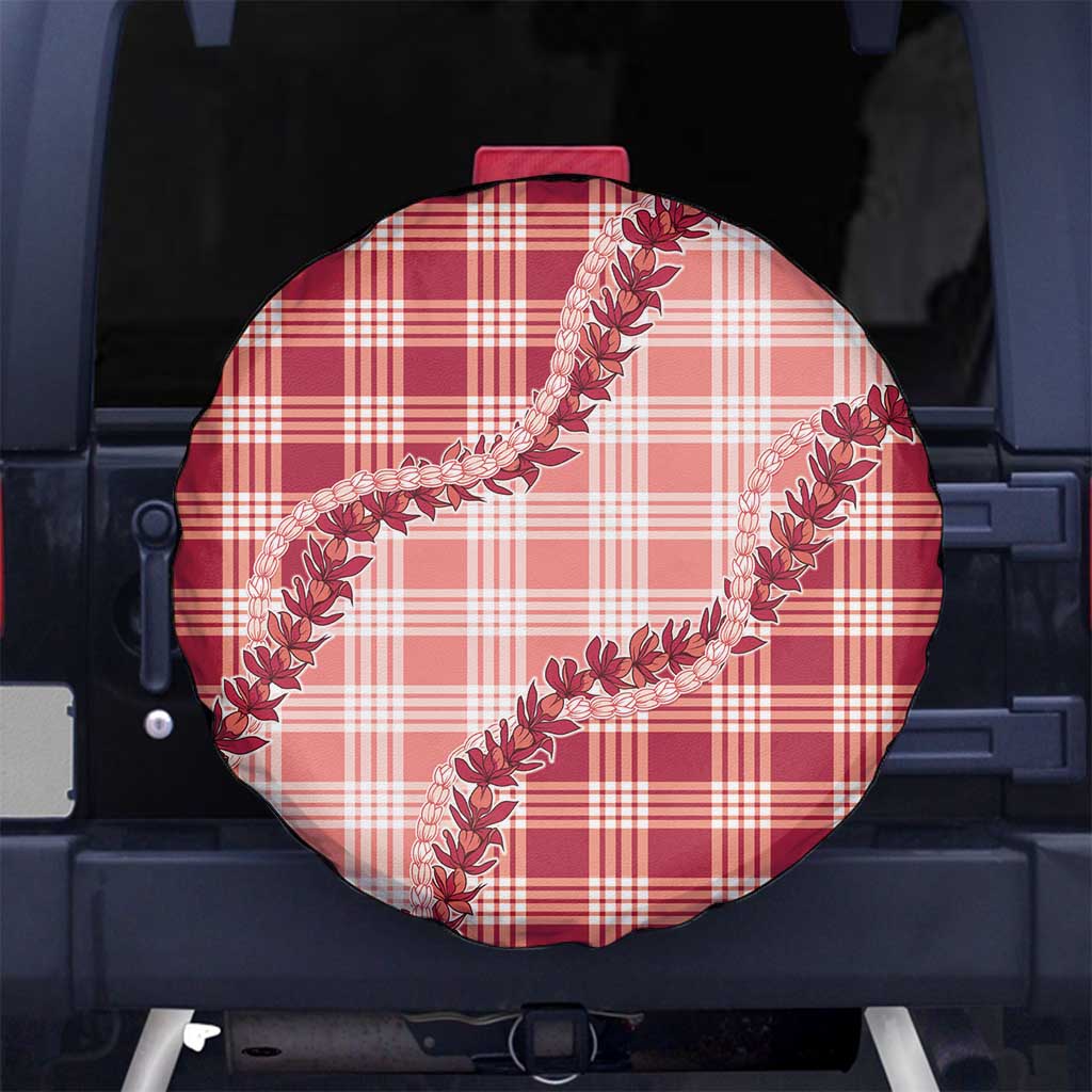 Red Hawaii Palaka Spare Tire Cover Hawaiian Pikake Lei