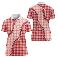 Red Hawaii Palaka Women Polo Shirt Hawaiian Pikake Lei