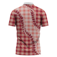 Red Hawaii Palaka Zipper Polo Shirt Hawaiian Pikake Lei