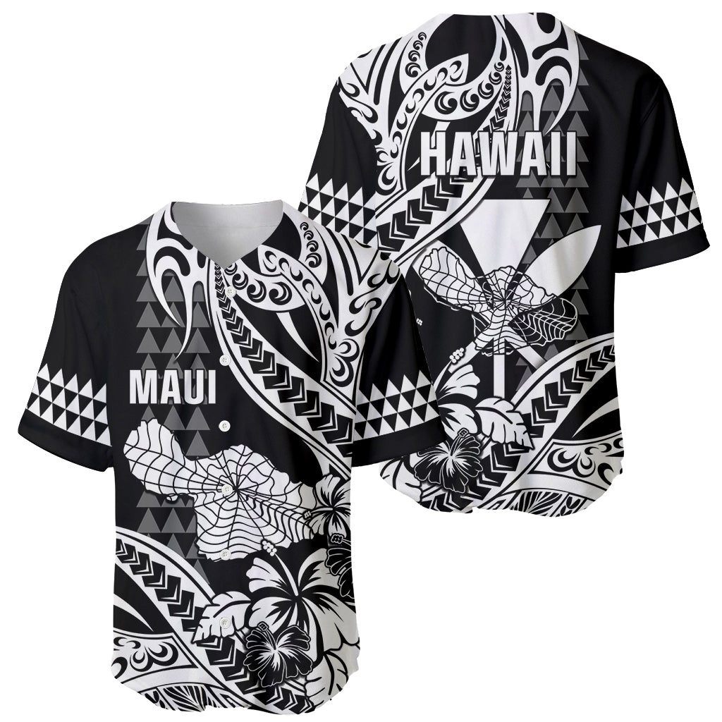 Hawaii Maui Upena Kiloi Baseball Jersey Kakau Tribal Pattern Black Version