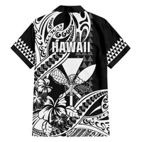 Hawaii Maui Upena Kiloi Family Matching Summer Maxi Dress and Hawaiian Shirt Kakau Tribal Pattern Black Version