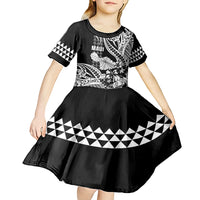Hawaii Maui Upena Kiloi Kid Short Sleeve Dress Kakau Tribal Pattern Black Version