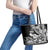 Hawaii Maui Upena Kiloi Leather Tote Bag Kakau Tribal Pattern Black Version