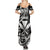 Hawaii Maui Upena Kiloi Summer Maxi Dress Kakau Tribal Pattern Black Version