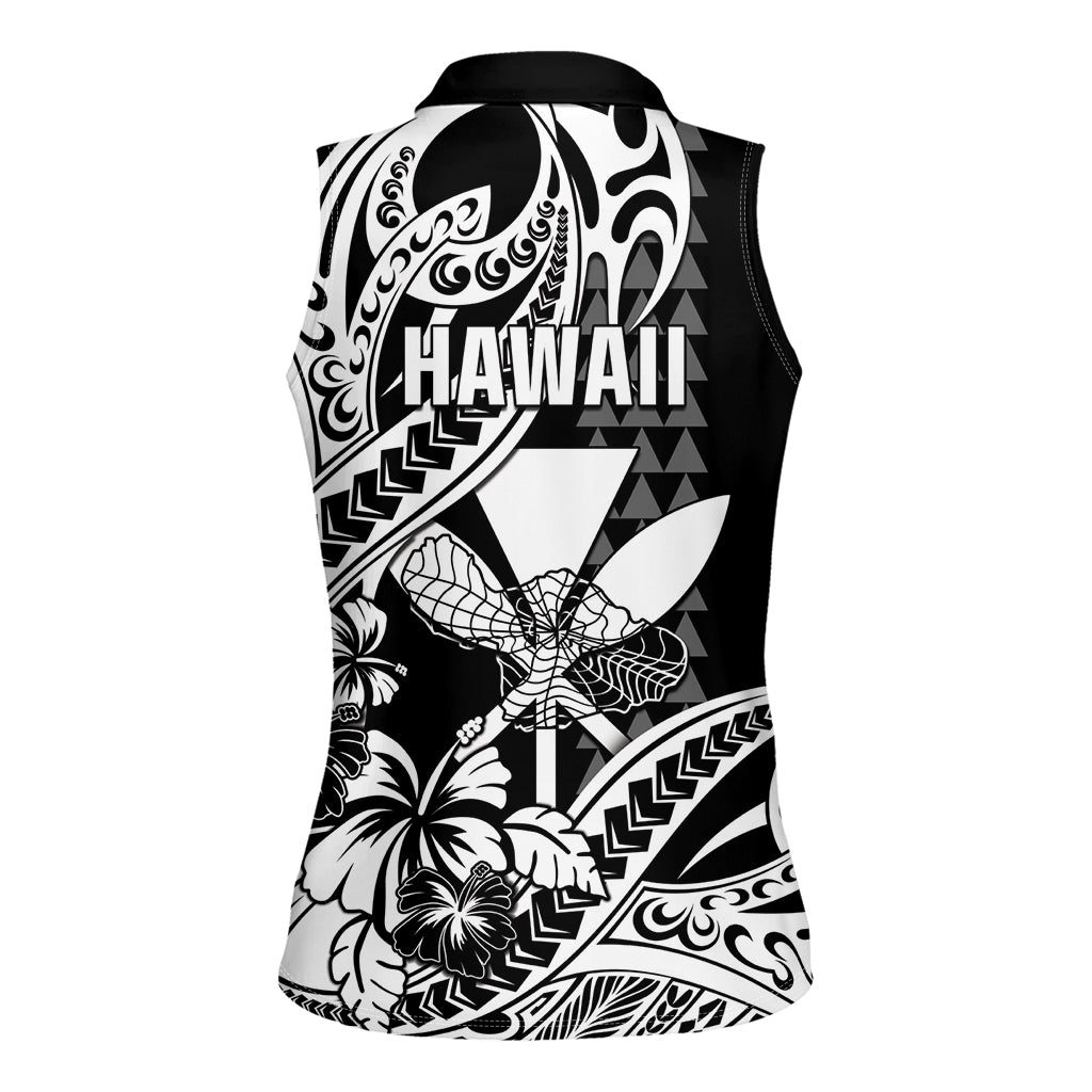 Hawaii Maui Upena Kiloi Women Sleeveless Polo Shirt Kakau Tribal Pattern Black Version