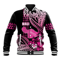 Hawaii Maui Upena Kiloi Baseball Jacket Kakau Tribal Pattern Pink Version