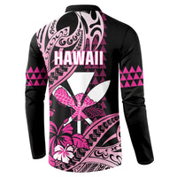 Hawaii Maui Upena Kiloi Button Sweatshirt Kakau Tribal Pattern Pink Version
