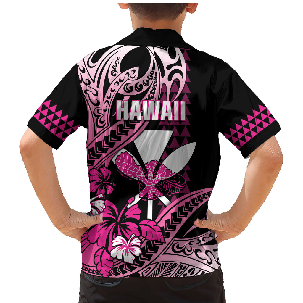 Hawaii Maui Upena Kiloi Family Matching Mermaid Dress and Hawaiian Shirt Kakau Tribal Pattern Pink Version
