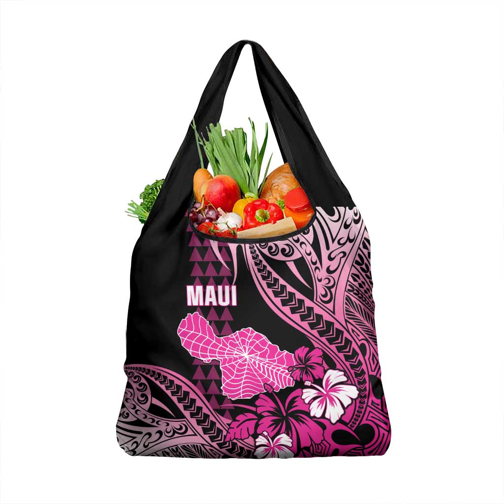 Hawaii Maui Upena Kiloi Grocery Bag Kakau Tribal Pattern Pink Version