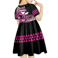 Hawaii Maui Upena Kiloi Kid Short Sleeve Dress Kakau Tribal Pattern Pink Version