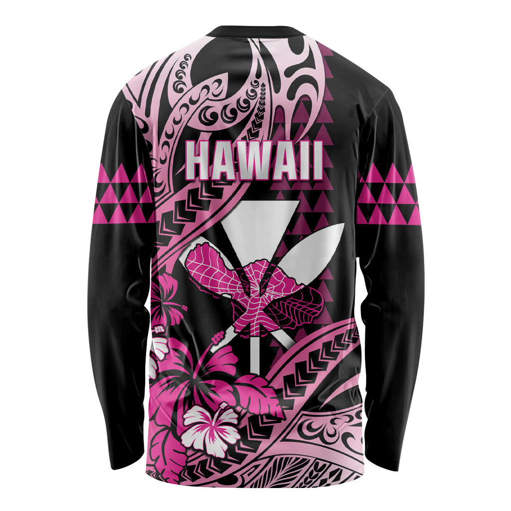 Hawaii Maui Upena Kiloi Long Sleeve Shirt Kakau Tribal Pattern Pink Version