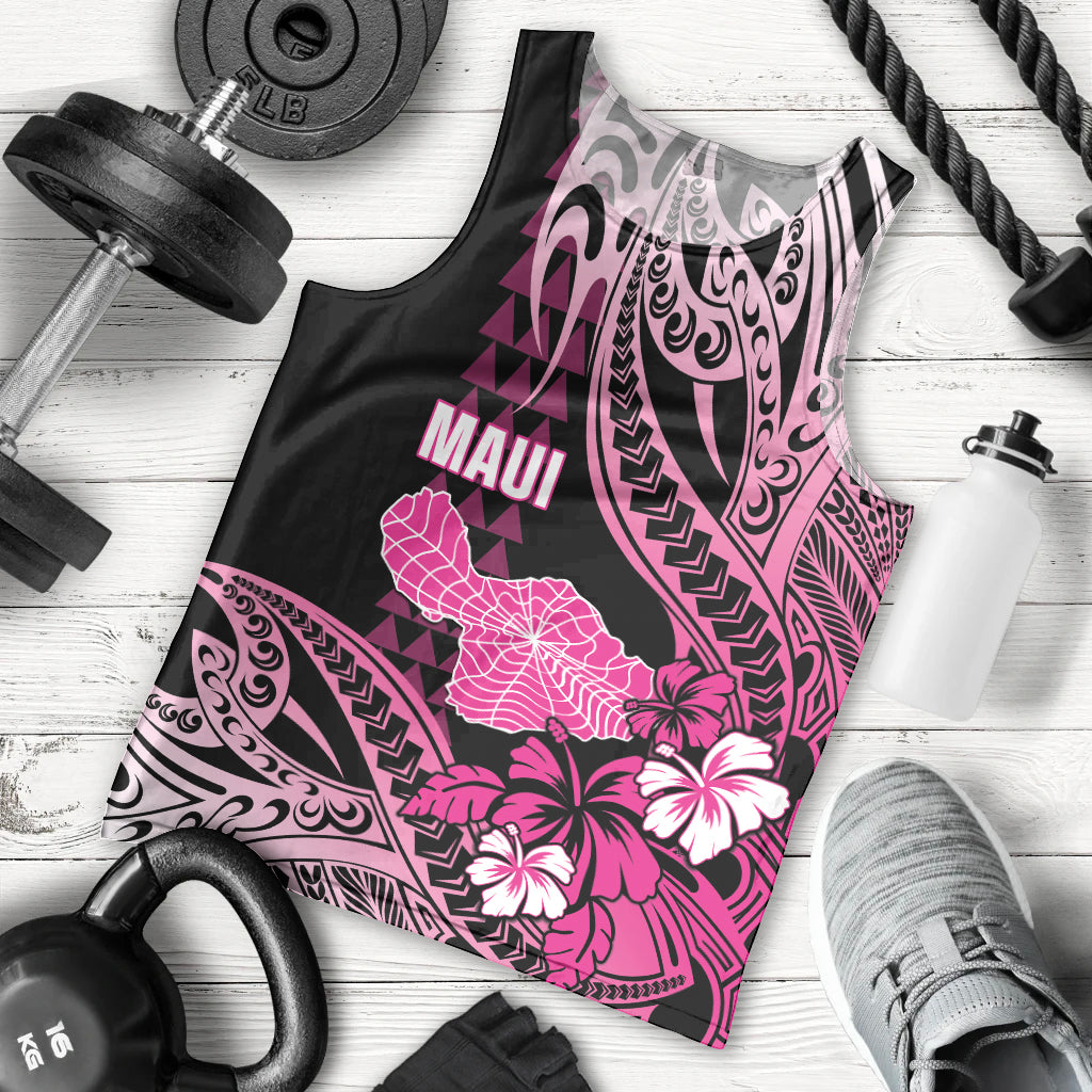 Hawaii Maui Upena Kiloi Men Tank Top Kakau Tribal Pattern Pink Version