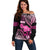 Hawaii Maui Upena Kiloi Off Shoulder Sweater Kakau Tribal Pattern Pink Version